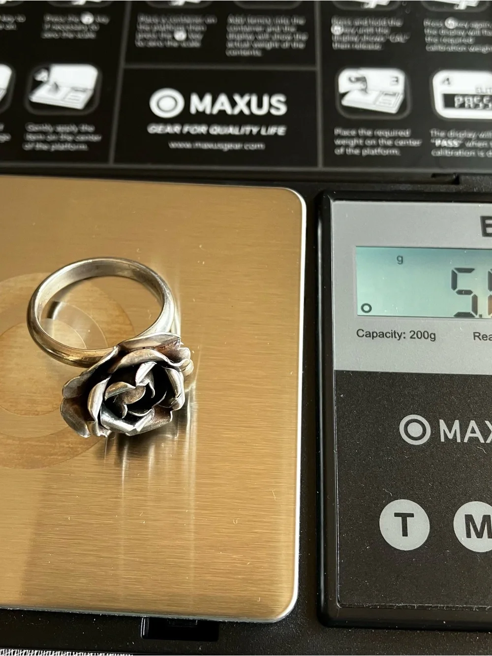 Sterling Silver Rose with Petals Statement Ring, 6.75